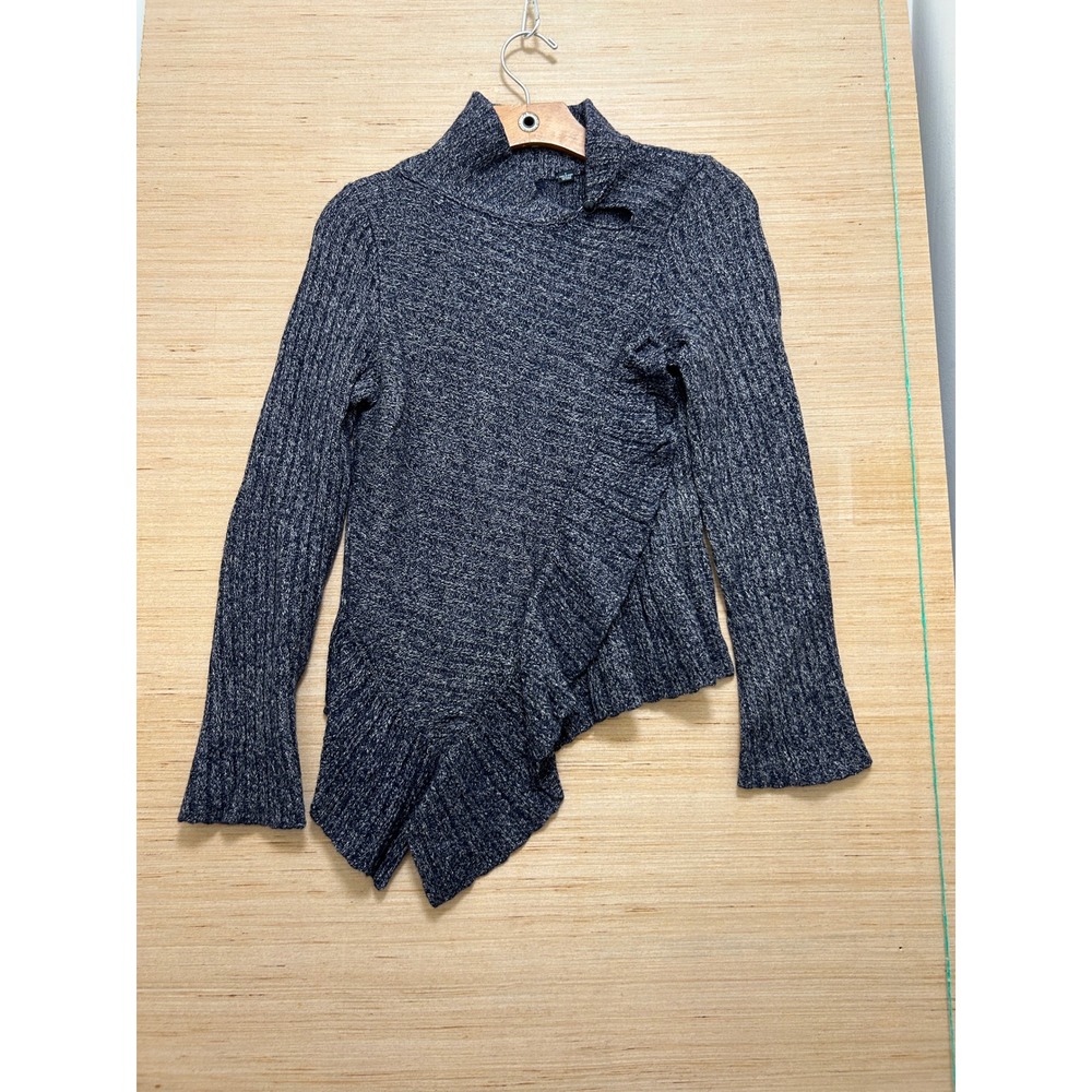 Knitted & Knotted Anthropologie Navy Blue Marled‎ Asymmetrical Peplum Sweater S